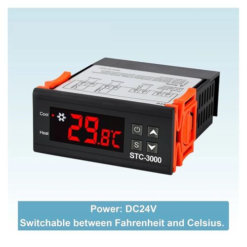 3000 Dual Relay Digital Temperature Controller Thermostat 12V 24V 220V LED Display for Incubator Aquarium(STC-3000 24V) in Kuwait