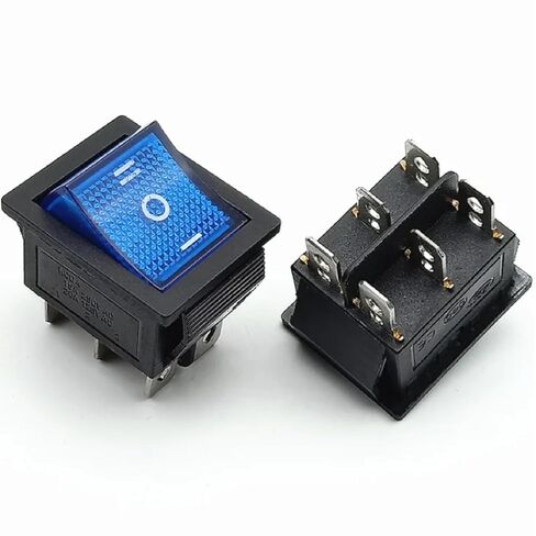مفتاح الروك KCD4، 3 أوضاع تشغيل وإيقاف، مفتاح طاقة مضيء، 6 Pin DPDT، 16A 250VAC 20A 125VAC، أسود مع ضوء (أصفر) in Kuwait
