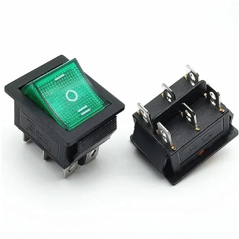 مفتاح الروك KCD4، 3 أوضاع تشغيل وإيقاف، مفتاح طاقة مضيء، 6 Pin DPDT، 16A 250VAC 20A 125VAC، أسود مع ضوء (أصفر) in Kuwait