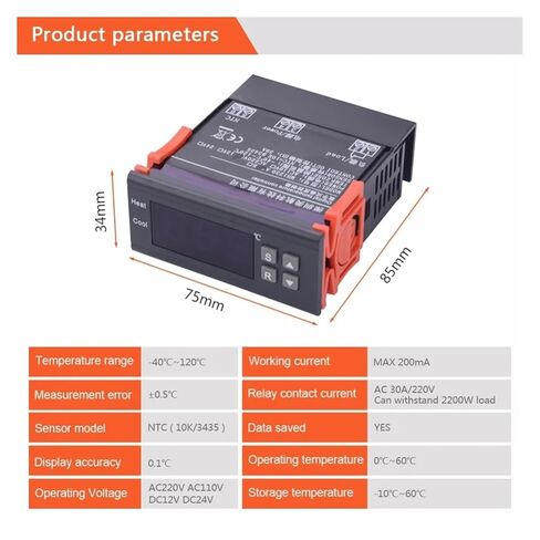 1230A AC220V الرقمية متحكم في درجة الحرارة الحرارية-40 ~ 120 درجة ترموستات التبريد التدفئة منظم in Kuwait