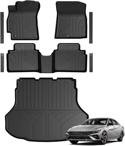 Floor Mats for Hyundai Kona Gasoline 2024-2026, All Weather Floor Mats Trunk Cargo Liner with Backrest Protectors and Door Sill Guards Accessories, Full Coverage Set in Saudi Arabia
