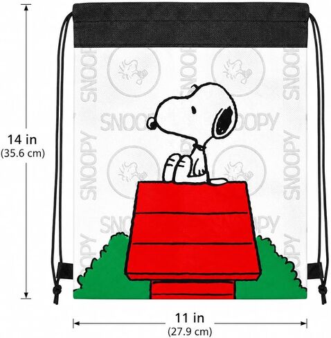 Snoopy Party Favor Bags Set - Bundle with 12 Peanuts Drawstring Bags for Kids Plus Tattoos, More | Snoopy Birthday Party Supplies Pack in Kuwait