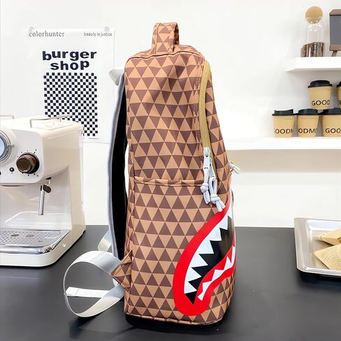 Durable Lightweight Computer Backpack with All-Over Triangle Grid Design Fashion Daypack (Coffee, One Size) in Saudi Arabia