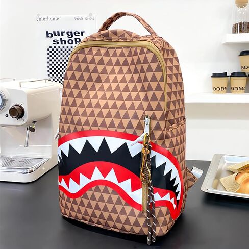 Durable Lightweight Computer Backpack with All-Over Triangle Grid Design Fashion Daypack (Coffee, One Size) in Saudi Arabia