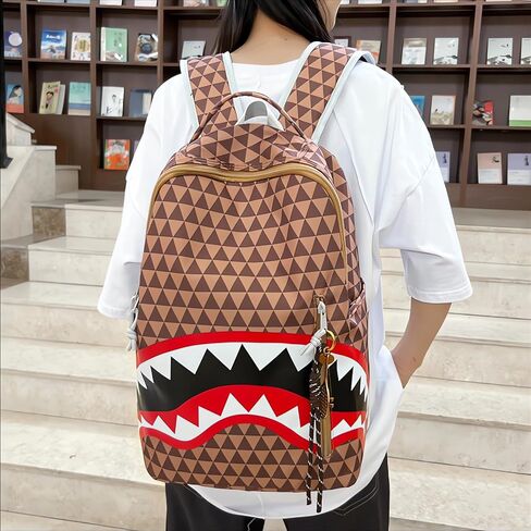 Durable Lightweight Computer Backpack with All-Over Triangle Grid Design Fashion Daypack (Coffee, One Size) in Saudi Arabia