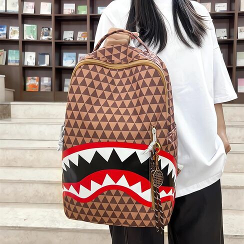 Durable Lightweight Computer Backpack with All-Over Triangle Grid Design Fashion Daypack (Coffee, One Size) in Saudi Arabia