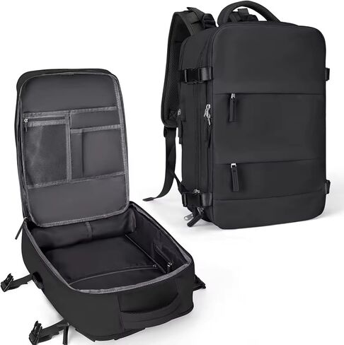 Travel Backpack for Women, Carry On Backpack with USB Charging Port Shoe Pouch, TSA 15.6inch Laptop Mochila Flight Approved (Black) in Saudi Arabia