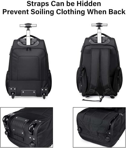 Rolling Backpack, 17 inch Laptop Backpack with Wheels Combination Lock, Carry on Luggage Business Bag, Travel Roller Backpack in Saudi Arabia