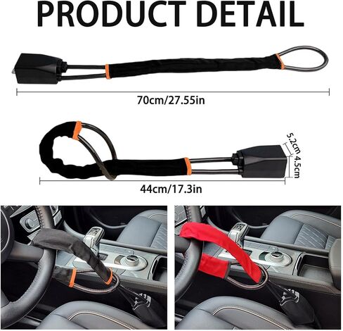Car Steering Wheel Lock - Anti Theft Device, Max 17 Inch Length, Strengthened Steel Wire, 3 Keys Included, Small and Light-Weight, Fit Most Vehicle, SUV, Golf Cart 2 Pack (Black Red) in Saudi Arabia