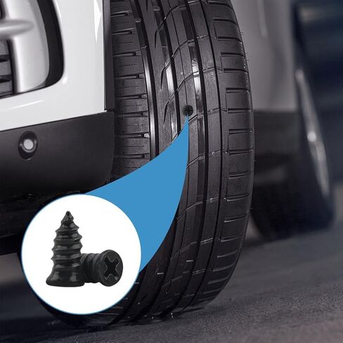80Pcs Tire Repair Rubber Nail with Screwdriver, Screw in Tire Plugs Quick Repairs Tool, Self-Service Tires Repairs Screws Tires Puncture Repair Studs for Car Truck Motorcycle in Kuwait