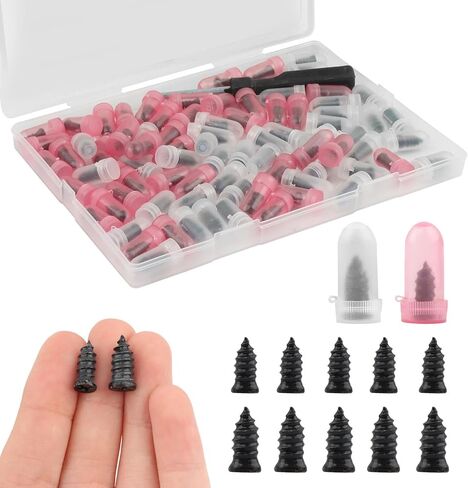 80Pcs Tire Repair Rubber Nail with Screwdriver, Screw in Tire Plugs Quick Repairs Tool, Self-Service Tires Repairs Screws Tires Puncture Repair Studs for Car Truck Motorcycle in Kuwait