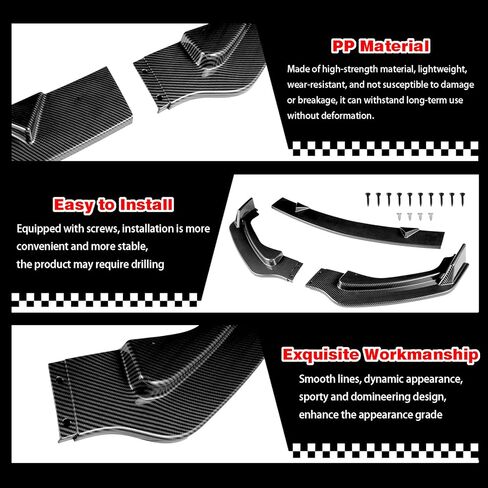Front Bumper Lip Compatible with 2014-2017 for Infiniti Q50 Sedan Base/Premium 2017 for Infiniti Q50 Sedan Inspiration/Perfection/Seduction Carbon Fiber Print Front Lip in Saudi Arabia