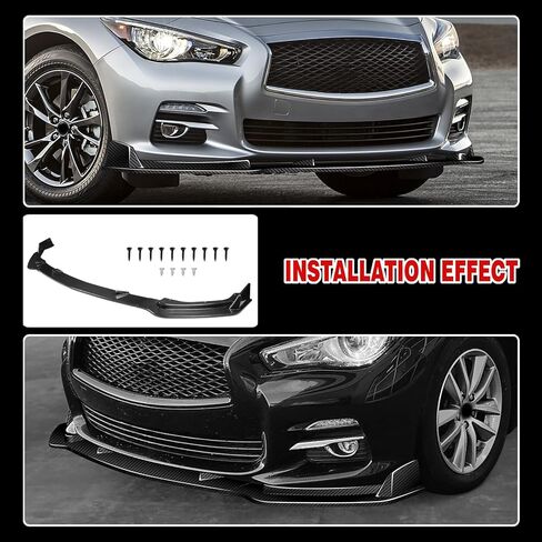 Front Bumper Lip Compatible with 2014-2017 for Infiniti Q50 Sedan Base/Premium 2017 for Infiniti Q50 Sedan Inspiration/Perfection/Seduction Carbon Fiber Print Front Lip in Saudi Arabia