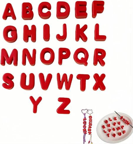 مجموعة خرز الحروف الأبجدية من الأكريليك A-Z، أحمر، 0.82 × 0.68 بوصة، تصميم فتحة كبيرة لصنع المجوهرات بنفسك، الأساور، سلاسل المفاتيح، 26 قطعة in Kuwait