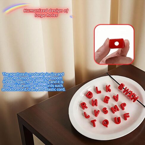 مجموعة خرز الحروف الأبجدية من الأكريليك A-Z، أحمر، 0.82 × 0.68 بوصة، تصميم فتحة كبيرة لصنع المجوهرات بنفسك، الأساور، سلاسل المفاتيح، 26 قطعة in Kuwait
