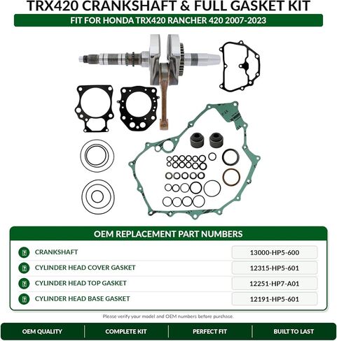 TRX420 Crankshaft Gasket Repair Kit Compatible with Honda TRX420 Rancher 420 2007-2023 in Kuwait