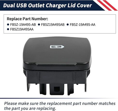 غطاء غطاء موصل شاحن منفذ USB مزدوج متوافق مع Ford F-150 2017-2020، Expedition 2018-2021، Explorer 2016-2019؛ لنكولن نافيجيتور 2018-2021 استبدال FB5Z-19A495-AB in Kuwait