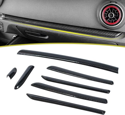 Interior Console Dashboard Door Panel Moldings Cover Trims for Audi A3 S3 RS3 2014-2018 Strip Carbon Fiber 7Pcs in Kuwait