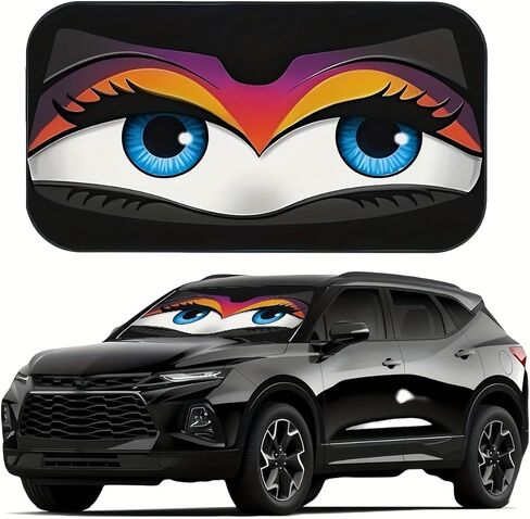 Universal Car Windshield Sunshade, Eye Designs, UV Protection, Heat Insulation, Perfect for RV & SUV Front Windshield, Blocks Sunlight, Keeps Car Interior Cool in Summer in Kuwait