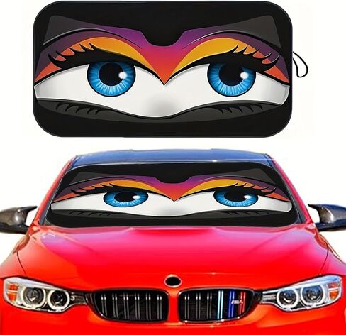 Universal Car Windshield Sunshade, Eye Designs, UV Protection, Heat Insulation, Perfect for RV & SUV Front Windshield, Blocks Sunlight, Keeps Car Interior Cool in Summer in Kuwait