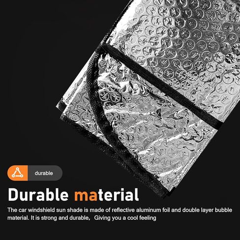 Universal Windshield Sun Shade, Reflective Sun & Heat Protection Shield Blackout Double-Sided Privacy Curtain with Top Opening, Adsorption-Type Cover for Car Truck SUV (Silver) in Saudi Arabia