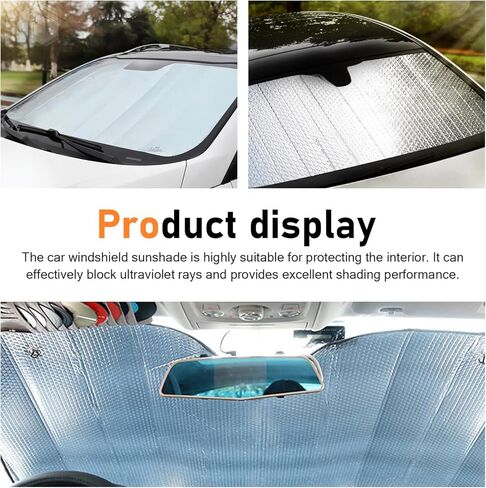 Universal Windshield Sun Shade, Reflective Sun & Heat Protection Shield Blackout Double-Sided Privacy Curtain with Top Opening, Adsorption-Type Cover for Car Truck SUV (Silver) in Saudi Arabia