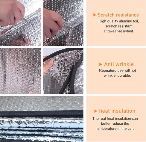 Universal Windshield Sun Shade, Reflective Sun & Heat Protection Shield Blackout Double-Sided Privacy Curtain with Top Opening, Adsorption-Type Cover for Car Truck SUV (Silver) in Saudi Arabia