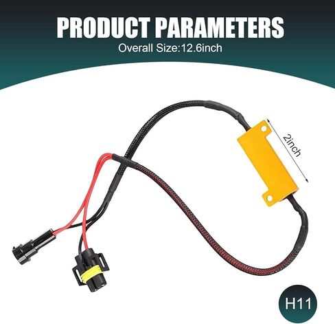قطعتان من وحدة فك الترميز H11 Canbus، مجموعة مقاومة الوميض LED بقدرة 50 وات 6 أوم، محول خالٍ من الأخطاء لمصابيح الضباب لإشارة الانعطاف، متوافق مع مصابيح H11 (أسود) in Kuwait