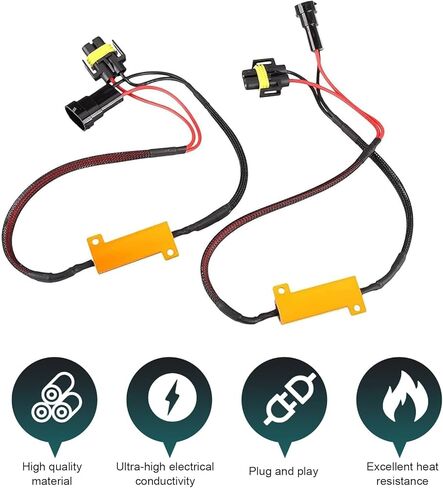 قطعتان من وحدة فك الترميز H11 Canbus، مجموعة مقاومة الوميض LED بقدرة 50 وات 6 أوم، محول خالٍ من الأخطاء لمصابيح الضباب لإشارة الانعطاف، متوافق مع مصابيح H11 (أسود) in Kuwait