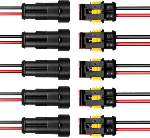 5PCS 2 Pin Way Electrical Wire Connectors, Waterproof 20 AWG Auto Electrical Connector Plug Socket Set, 2-Wire Male & Female Quick Disconnect Sealed Plug for Car Truck Boat in Saudi Arabia