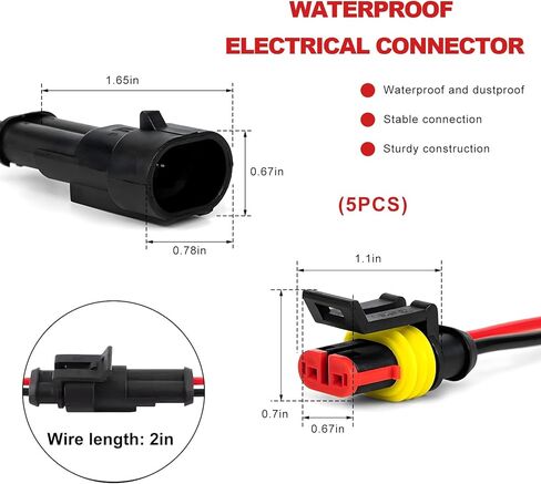5PCS 2 Pin Way Electrical Wire Connectors, Waterproof 20 AWG Auto Electrical Connector Plug Socket Set, 2-Wire Male & Female Quick Disconnect Sealed Plug for Car Truck Boat in Saudi Arabia