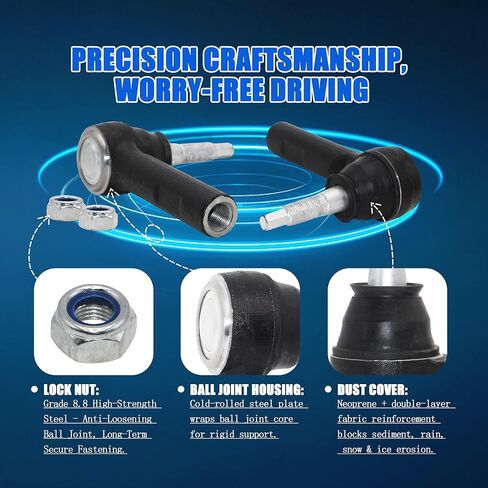 2PCS Front Outer Tie Rod End Set Fit for 2019-2022 Ram 1500 Front Steering Suspension Kit #OE 68399088AB 68399088AC in Saudi Arabia