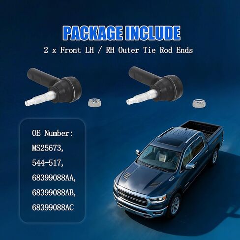 2PCS Front Outer Tie Rod End Set Fit for 2019-2022 Ram 1500 Front Steering Suspension Kit #OE 68399088AB 68399088AC in Saudi Arabia