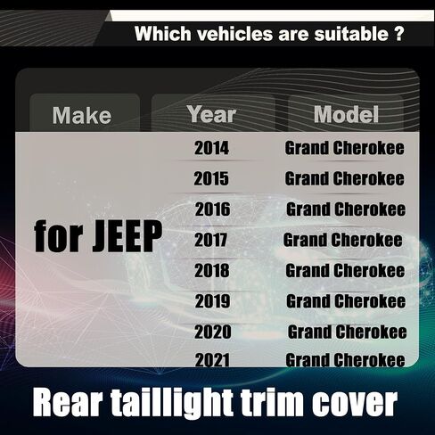 STSEV01 Taillight Cover Trim Fit for JEEP Grand Cherokee 2014-2021 Accessories Altitude/Laredo/Limited/Overland/SRT/Summit/Trailhawk,Tail Light Rear Lamp Protective Guards Exterior Decoration in Saudi Arabia