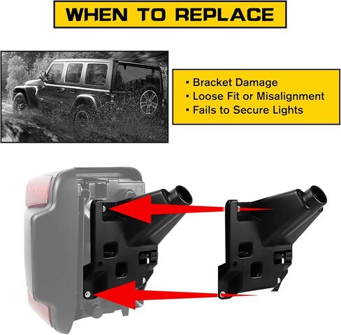 Rear Tail Light Brackets Fit for Jeep Wrangler JL 2018-2024, Rear Tail Light Mounts Kits, Left and Right Tail Lamp Holder 2018 2019 2020 2021 2022 2023 2024, ABS Plastic, 2Pcs in Saudi Arabia
