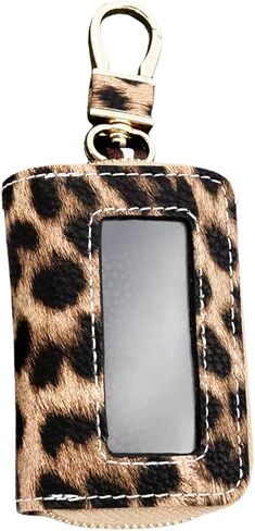 Leopard print keychain，Unisex Mens Womens Premium Leather Car Key,Car Key Holder with Zipper Coin Pocket, Multi-Functional Keychain in Saudi Arabia
