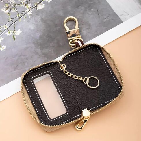Leopard print keychain，Unisex Mens Womens Premium Leather Car Key,Car Key Holder with Zipper Coin Pocket, Multi-Functional Keychain in Saudi Arabia