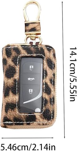 Leopard print keychain，Unisex Mens Womens Premium Leather Car Key,Car Key Holder with Zipper Coin Pocket, Multi-Functional Keychain in Saudi Arabia
