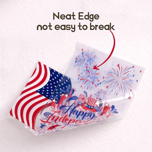 WIKDAY 144 PCS 4th of July Gift Bags Bulk Independence Day Cellophane Bags with Twist Ties, 4 Patriotic Designs for Candy Snack Goodie Toys Treat Packaging, Party Favors Classroom Home Celebration Supplies 10.7"x4.9" in Saudi Arabia