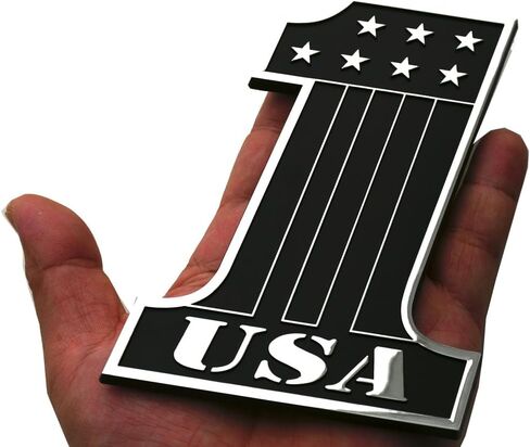 USA #1 Emblem American Flag Number One Badge United States Patriotic 3D Sticker Compatible with Harley Motorcycle Car Truck (Chrome Red) in Saudi Arabia