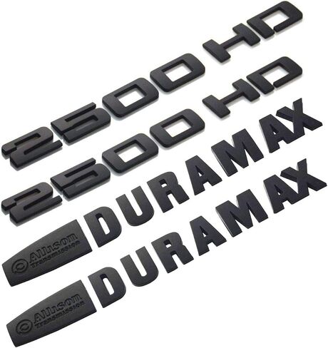 Set 4 pcs Allison Duramax plus 2500HD Badge 3D Emblems Decals Stickers Nameplates Replacement for Silverado 2500 hd (Matte Black) in Kuwait
