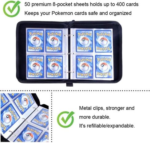 4-Pocket Trading Card Binder with 50 Sleeves, Fits Up to 400 Cards, Unique Shimmering Glitter PU Leather Cover, Refillable 3-Ring Zipper Card Collector Album for TCG, Sports Cards - [Sparkly Purple] in Saudi Arabia