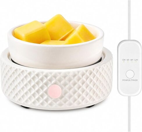 Wax Melt Burner Warmer with Timer Ceramic 4-in-1 Electric Candle Warmer Auto Shut-Off for Scented Wax Melts, Candle Jars, Essential Oil, Coffee Cup Warmer Home Decor Fragrance Gifts for Women - Beige in Saudi Arabia