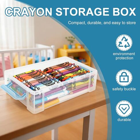 Crayon Storage Organizer Compatible with Crayola, Large Clear Pencil Box with Lid, Stackable Case for Art Supplies, Durable Plastic Art Supply Organizer for Pens,Teacher Supplies and Crafts in Saudi Arabia