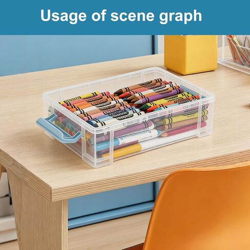 Crayon Storage Organizer Compatible with Crayola, Large Clear Pencil Box with Lid, Stackable Case for Art Supplies, Durable Plastic Art Supply Organizer for Pens,Teacher Supplies and Crafts in Saudi Arabia