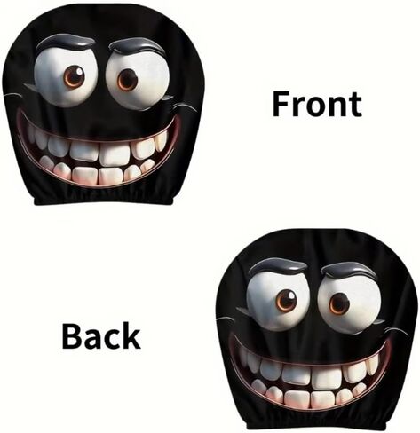 2PCS Funny Cartoon Eyes Car Headrest Covers, Universal Fit Auto Head Rest Protector, Cute Full Face Mask Style Seat Decoration, Personalized Interior Accessories for Car Front Seat in Kuwait