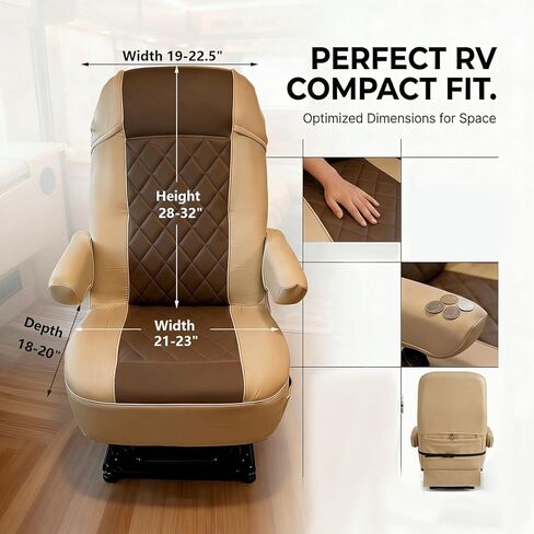 SummerCool 2 حزمة من أغطية مقاعد RV لكراسي الكابتن، غطاء مقعد تخييم من الجلد الصناعي مع أغطية مسند للذراع وجيوب جانبية للفئة A RV، ومقطورة العربة والشاحنة، صديقة للحيوانات الأليفة ومقاومة للماء (قهوة) in Kuwait