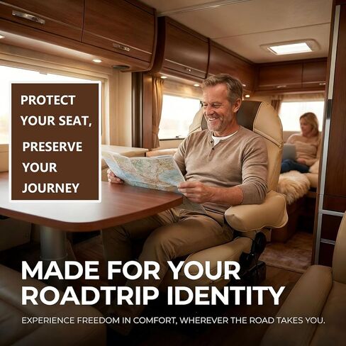 SummerCool 2 حزمة من أغطية مقاعد RV لكراسي الكابتن، غطاء مقعد تخييم من الجلد الصناعي مع أغطية مسند للذراع وجيوب جانبية للفئة A RV، ومقطورة العربة والشاحنة، صديقة للحيوانات الأليفة ومقاومة للماء (قهوة) in Kuwait