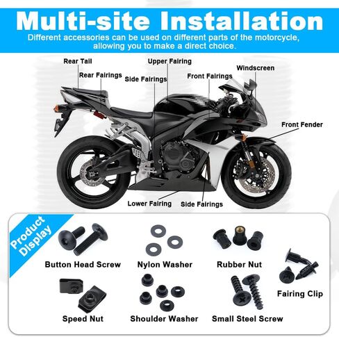 Xitomer Fairing Bolt Kits Compatible with Honda CBR600RR F5 2007 2008 2009 2010 2011 2012, Full set For FrontMidRear Fairings, Seat and Tank Covers, Belly Pan, Headlight Covers, Fenders in Kuwait