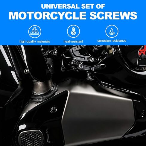 195Pcs Motorcycle Fairing Bolt Kit, Premium M5 M6 Stainless Steel Windscreen Screws Fastener Clips Universal Fit for Sportbike Kawasaki Suzuki Honda Yamaha BMW Ducati GSXR Black in Saudi Arabia